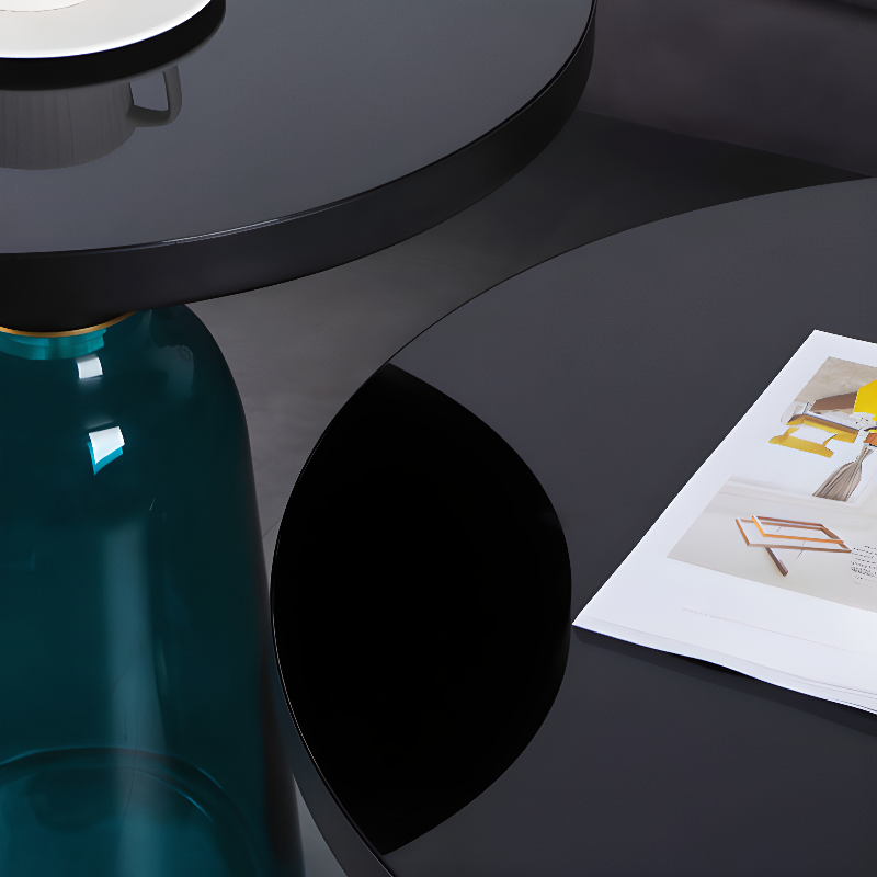 Simplistic Single Side Table with Hardened Glass and Plinth Base, Rounded Top - image 15