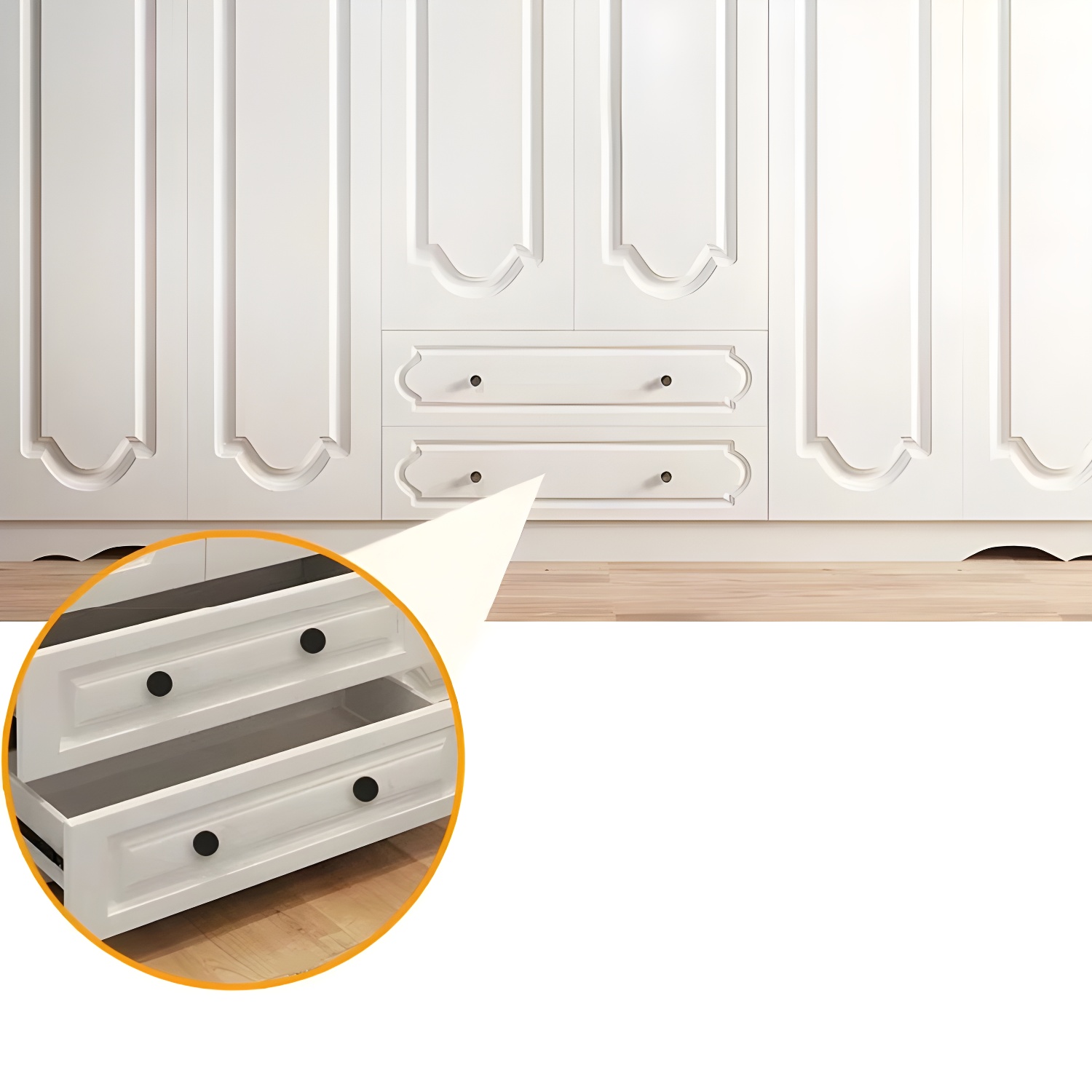 Engineered Wood Cabinet with 2 Drawers French Country White Wardrobe for Home - image 10