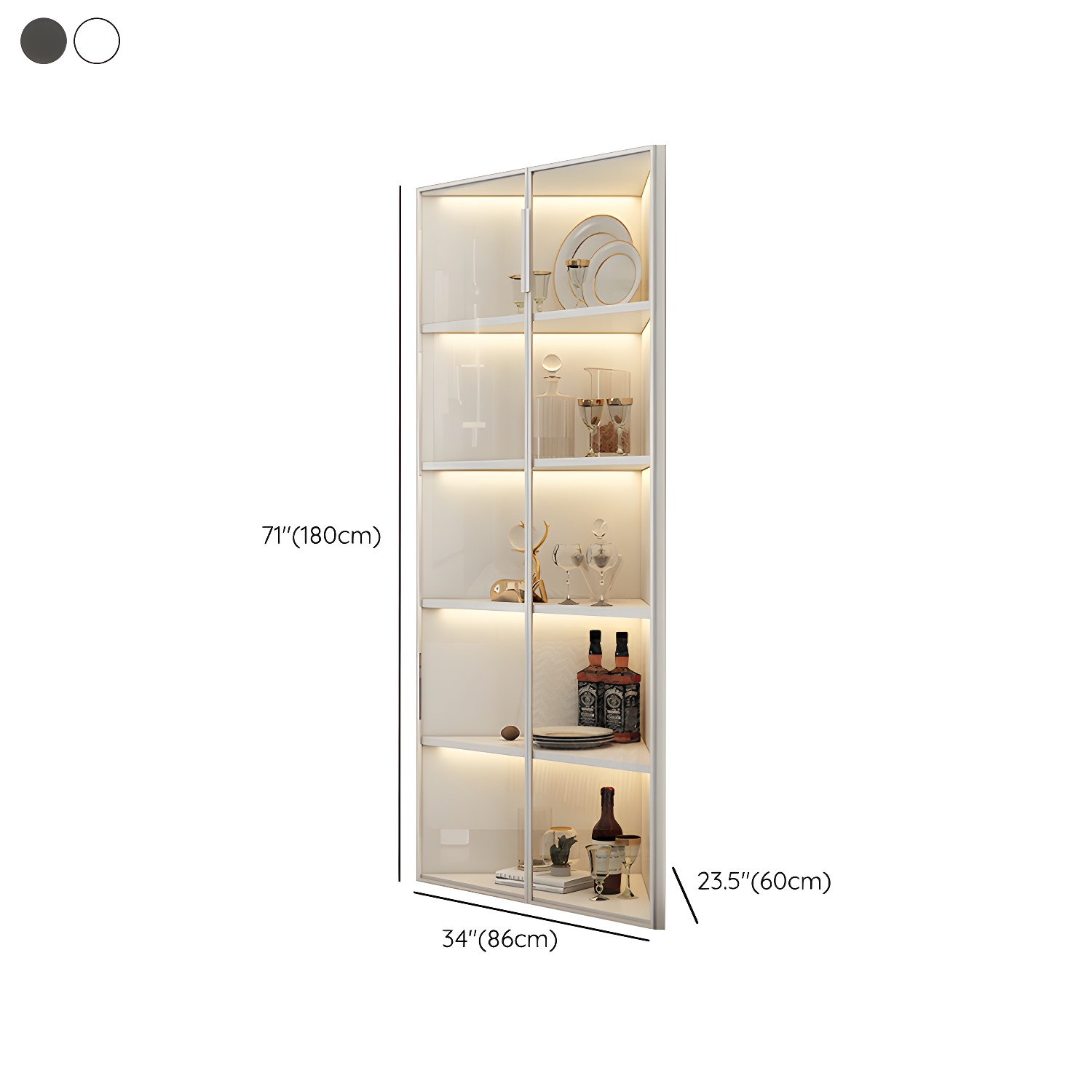 Wood Glass Paned Modern Corner Accent Cabinet for Living Room - image 16