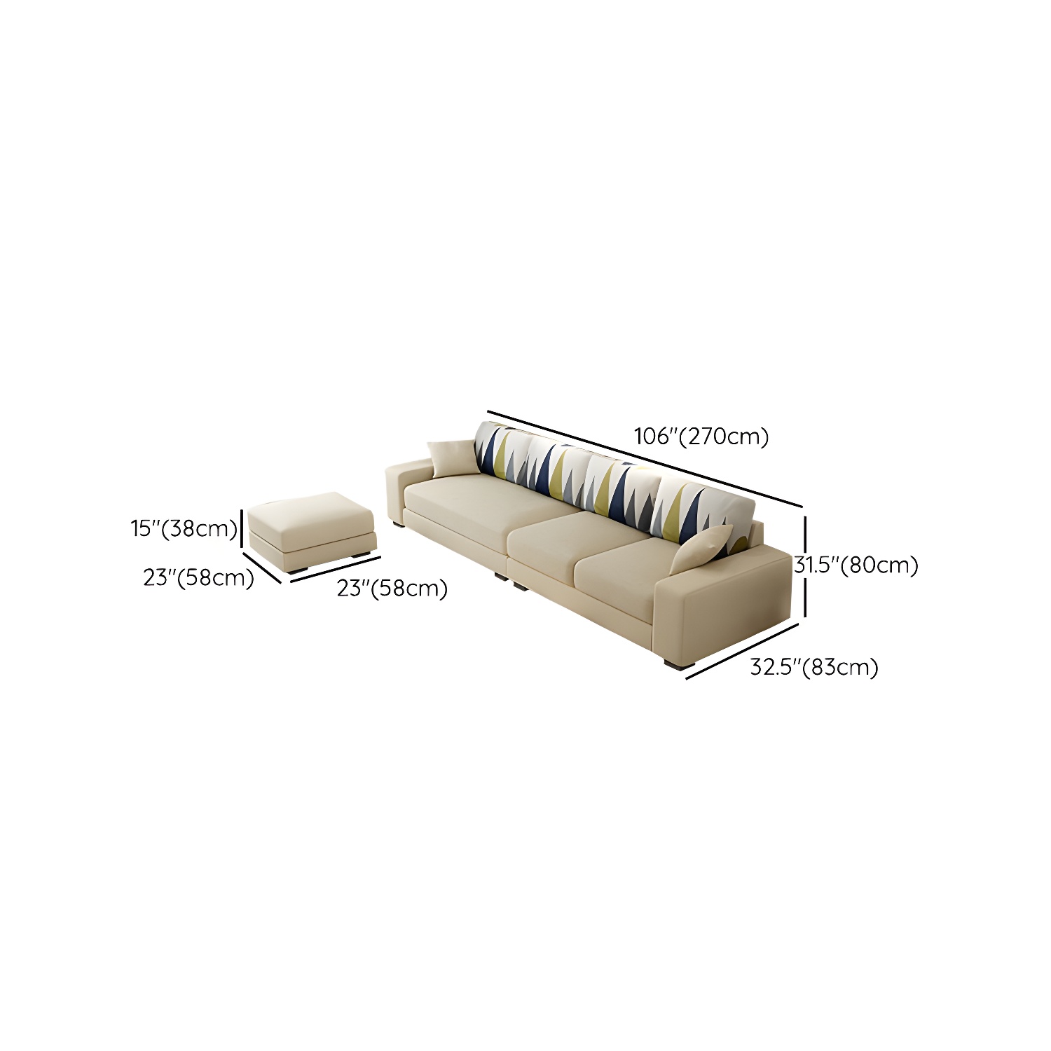Scandinavian Wood Frame Straight Sofa with Cushion Back and Slipcover in 3 Piece Set - image 31