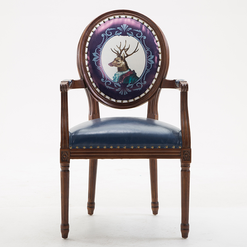 French Sturdy King Louis Back Upholstered Arm Chair/Side Chair with Nailhead Accent, Foot Pads and Weathered Wood Base - image 14