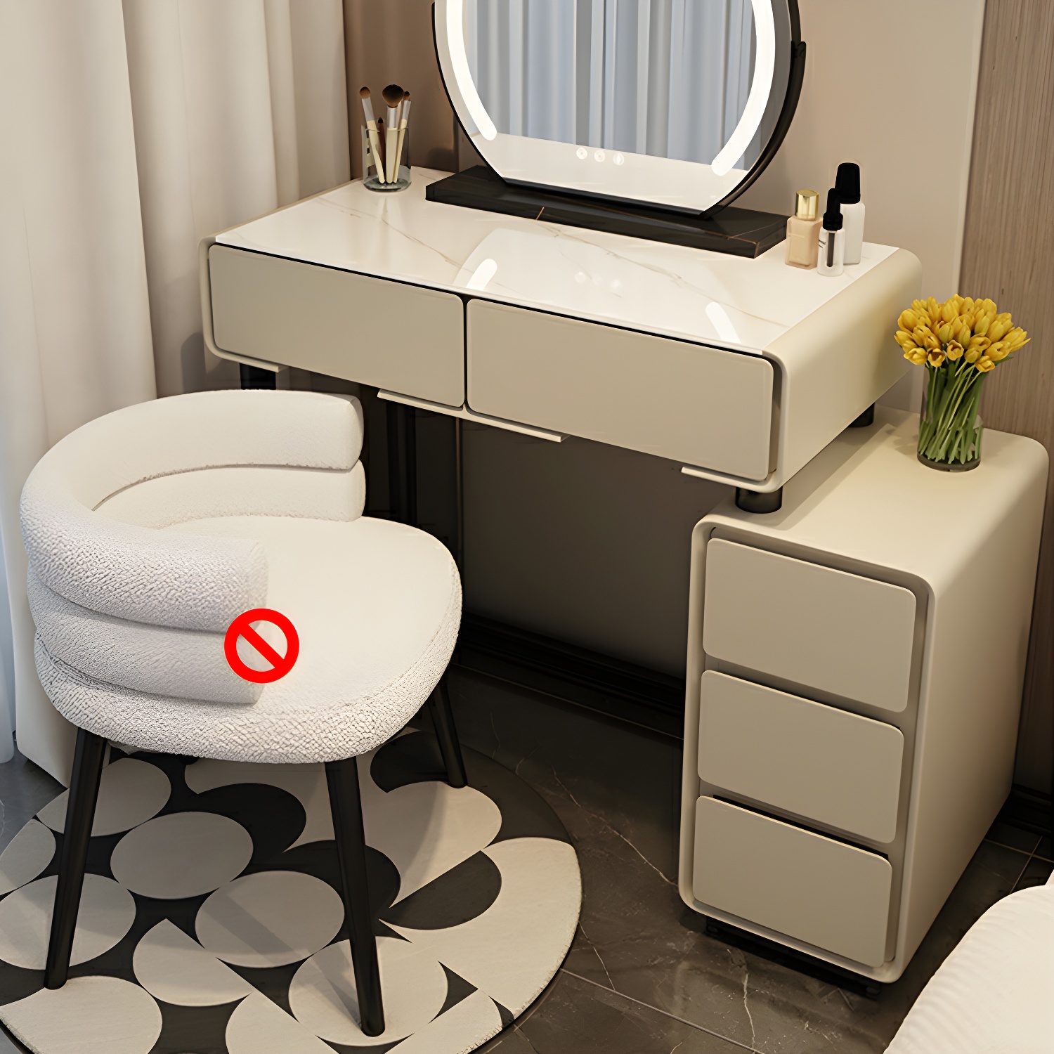 Solid Wood Stylish Makeup Vanity Set with Drawers in Modern Style - image 14