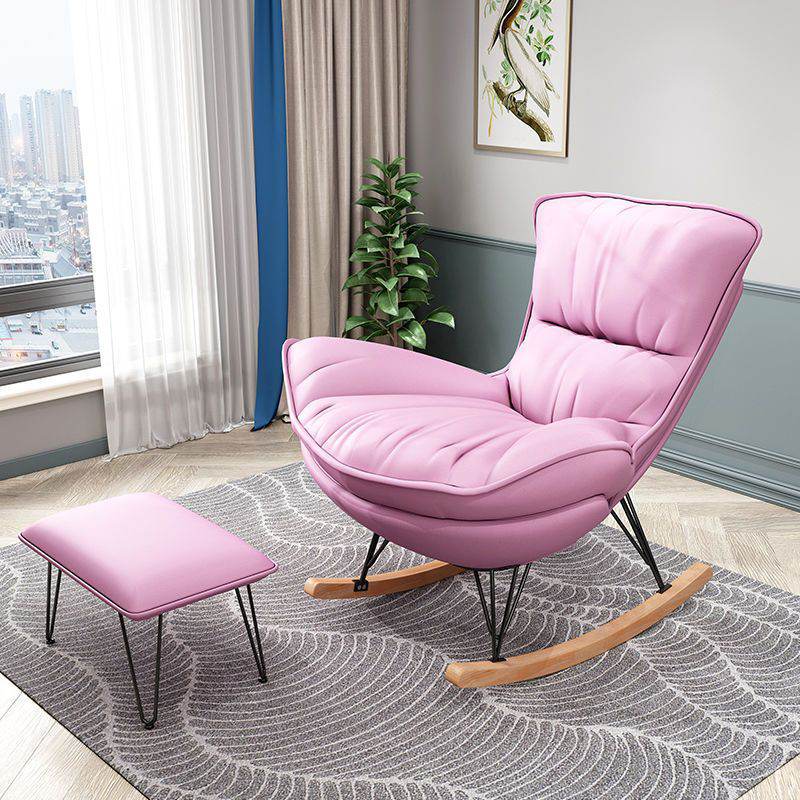 Elegant Upholstered Rocking Chair with Natural Wood Legs - Modern Style for Chic Home Decor - image 8