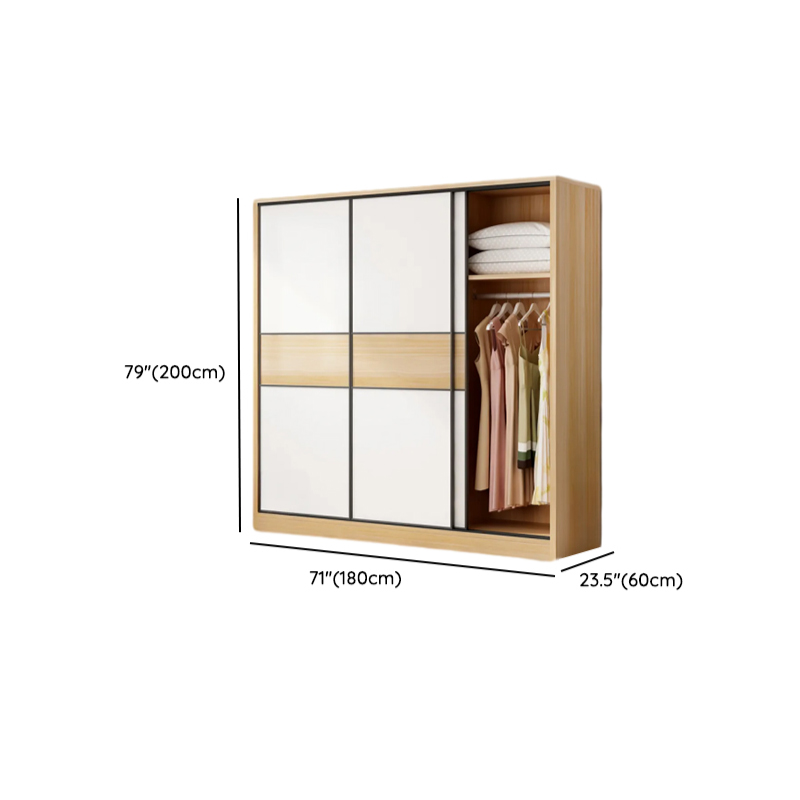 Natural Finish Modish Laminate Wardrobe Closet with 3-Drawer/4-Drawer, Interior Shelves, and Clothing Rod - image 10