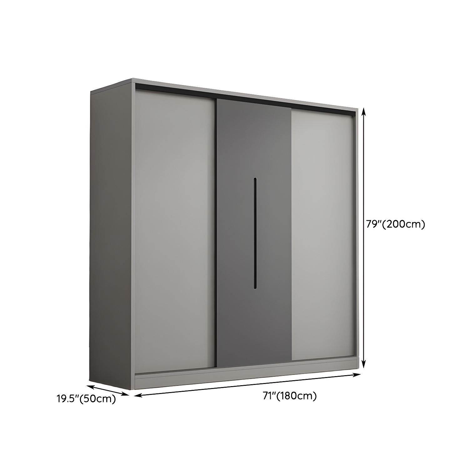 Contemporary Wood Grey Cloth Rod Included Wardrobe with Shelves - image 16