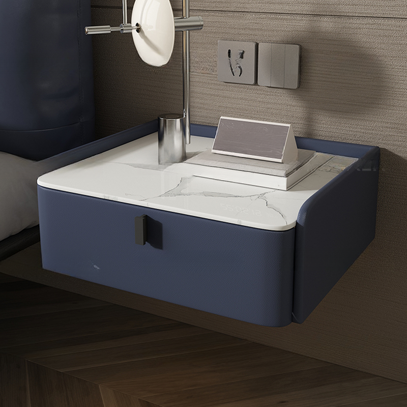Organic Modern Bedside Cabinet Nightstand with 1 Drawer, Stone Countertop, and Hanging Shelf - image 3