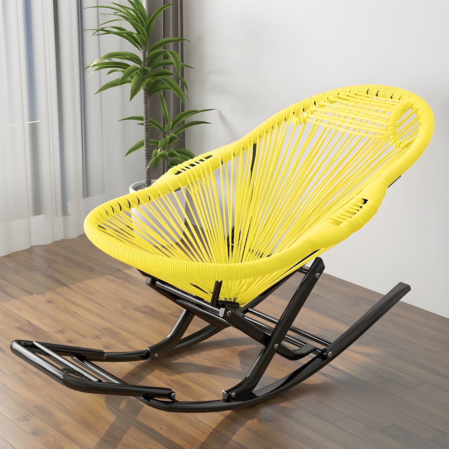 Traditional Black Metal Frame Rocking Chair with Spindle Back and High Weight Capacity - image 12