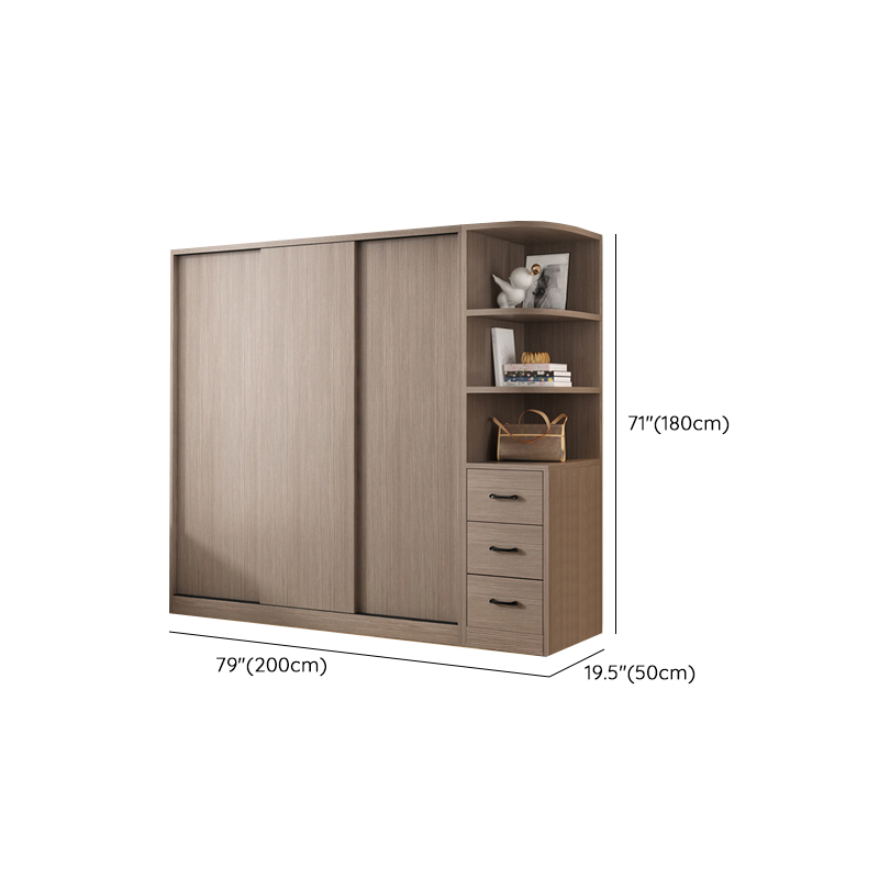 Sleek Natural Finish Modern Wooden Standalone Wardrobe Closet with Soft Close Features and Hanging Rod - image 28