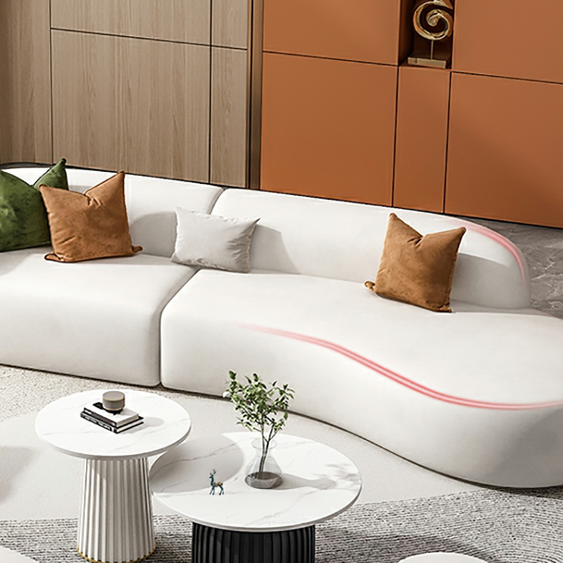 Bowed/Straight Right/Horizontal Chalk Corner Sectional/Sofa Couch for 6/5 Person/1 Person with Concealed Support Living Space - image 6