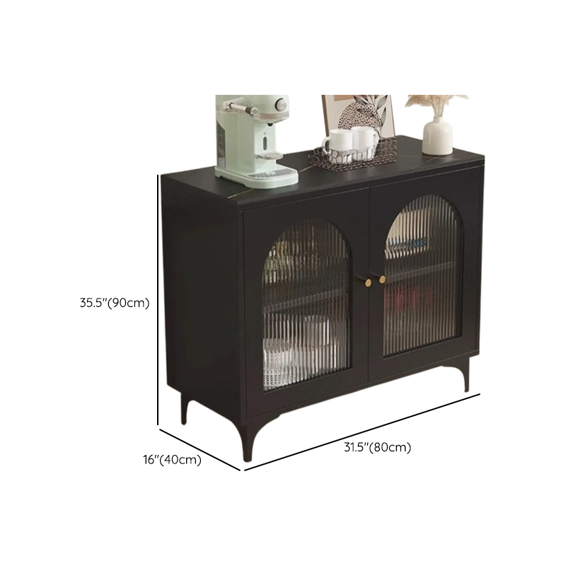 Narrow/Standard Coal Sideboard in Wood with Hutch, Glass Doors and Flexible Shelf in a Modern Style, 3 Drawers Included/Not Included - image 7