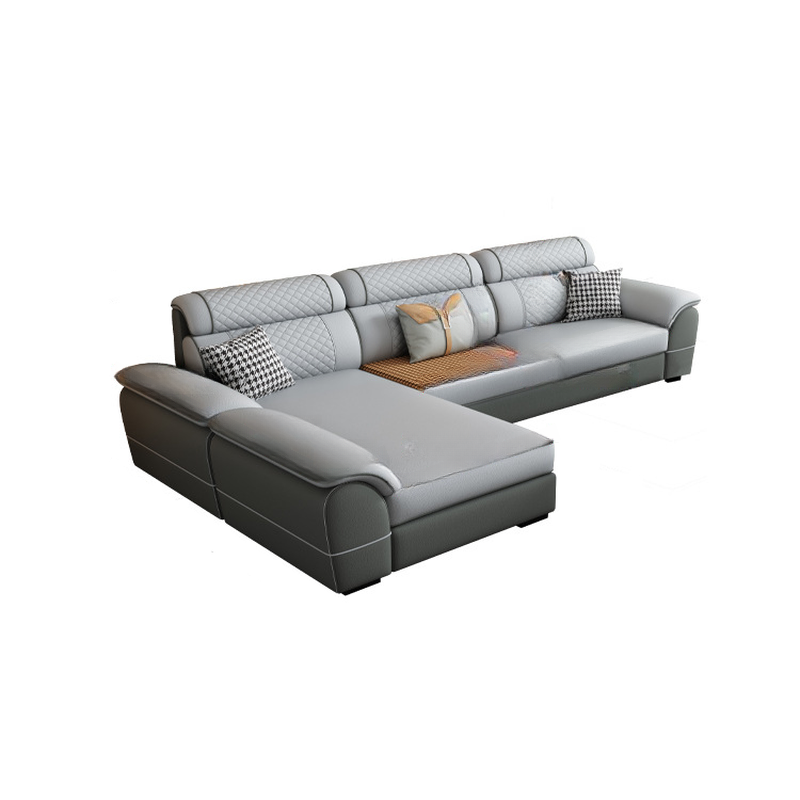 Modern Simple Style Straight/L-Shape Horizontal/Reversible Sofa Couch/Sofa Chaise in Grey with Water-resistant and Pillow Top Arm, 2-piece/3 Pc - image 8