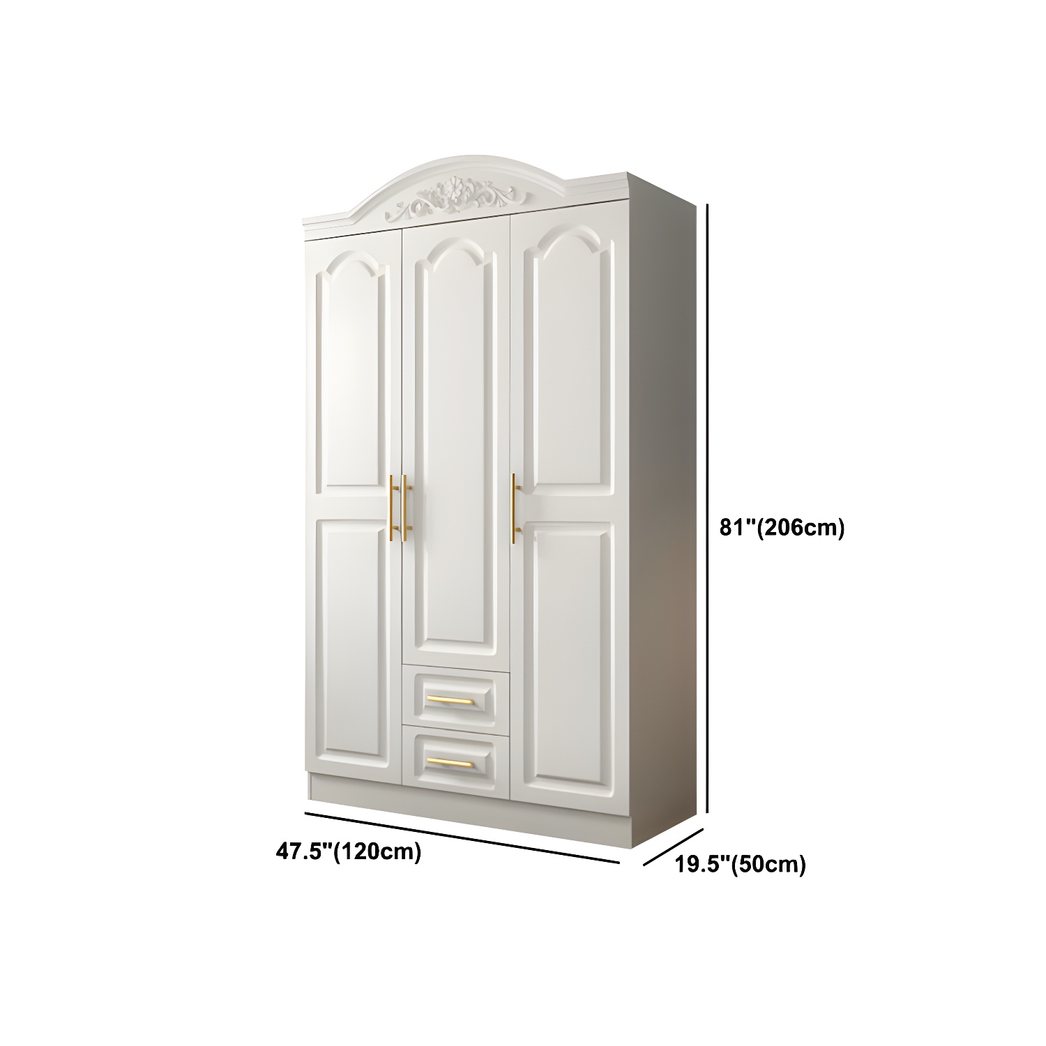 French Country Wardrobe White Colour Wooden Wardrobe Closet With 2 Drawers - image 13