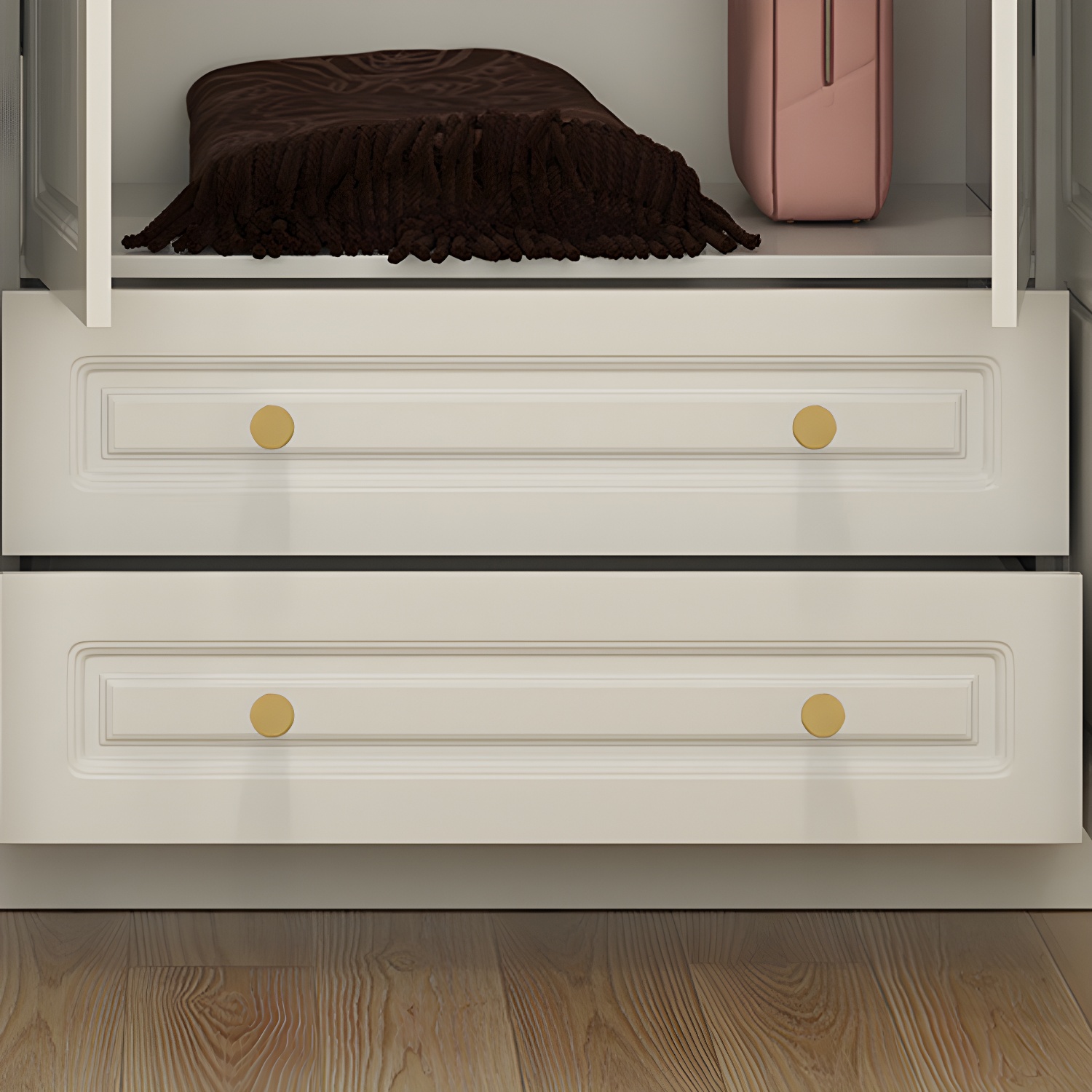 Modern Style Wooden Wardrobe White Colour Soft Close Drawer Wardrobe Closet - image 11