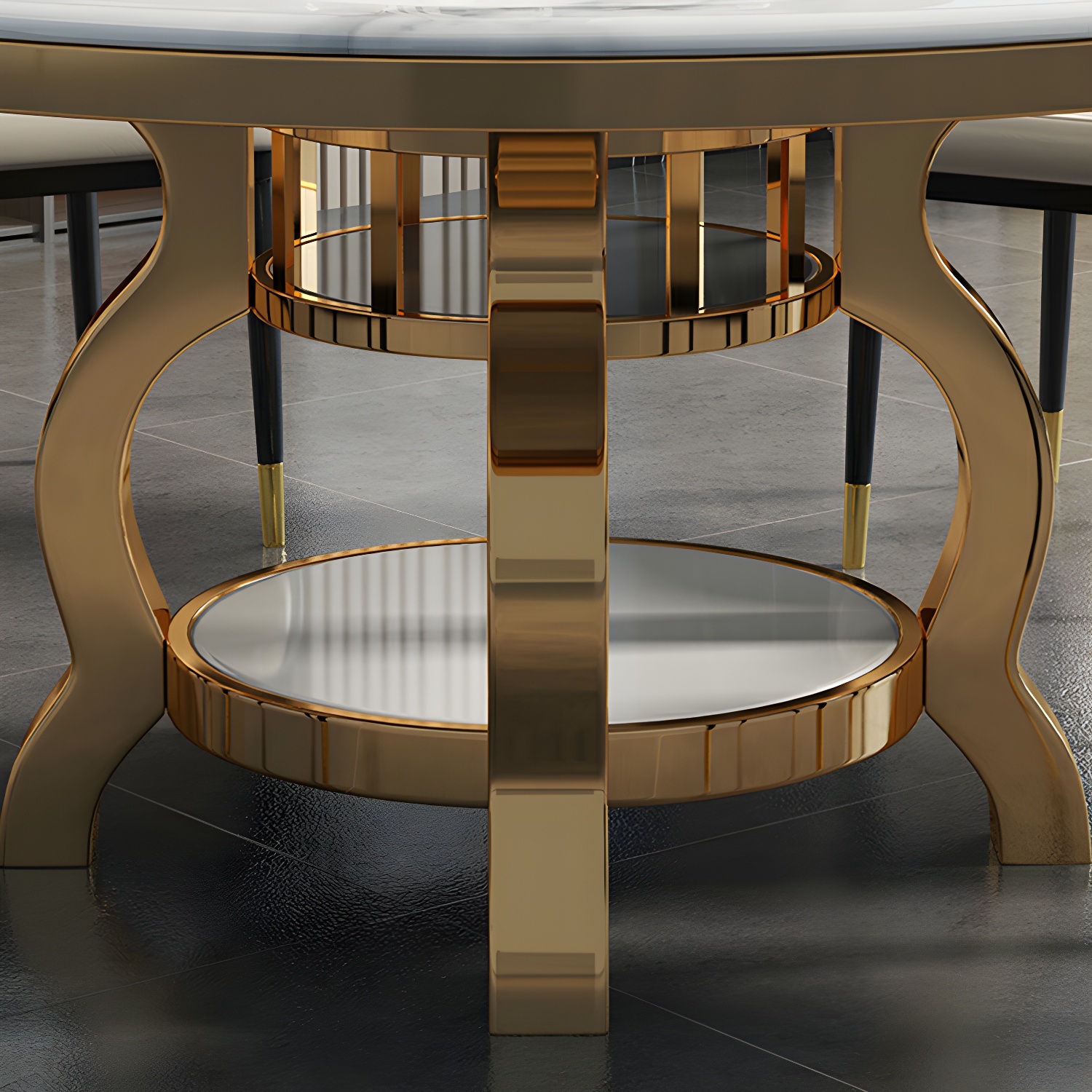 Kitchen 1/7/9/11 Pcs Dining Set with Round Dinette Table and Leather Chairs - image 6