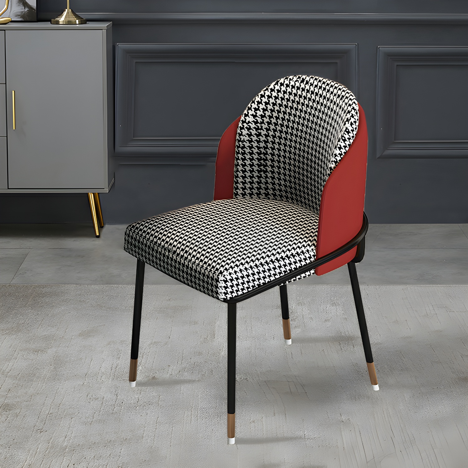 Glam Low-Back Upholstered Chair with Sleek Black Metal Legs for Kitchen & Dining - image 16