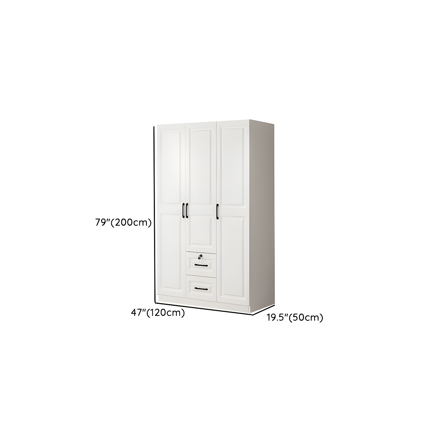 White Wood Wardrobe Armoire with Drawers, Shelves, and Clothing Rod - image 12