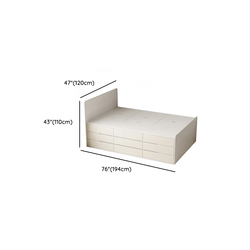 White Contemporary Solid Color Panel Bed with Lumber Slats for Bedroom - image 8