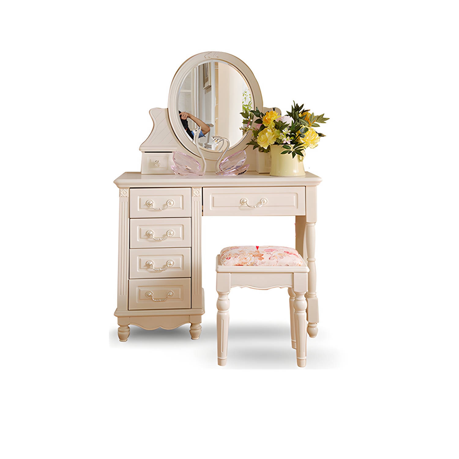Victorian Makeup Vanity Desk Wood Makeup Vanity Set with Drawer - image 17