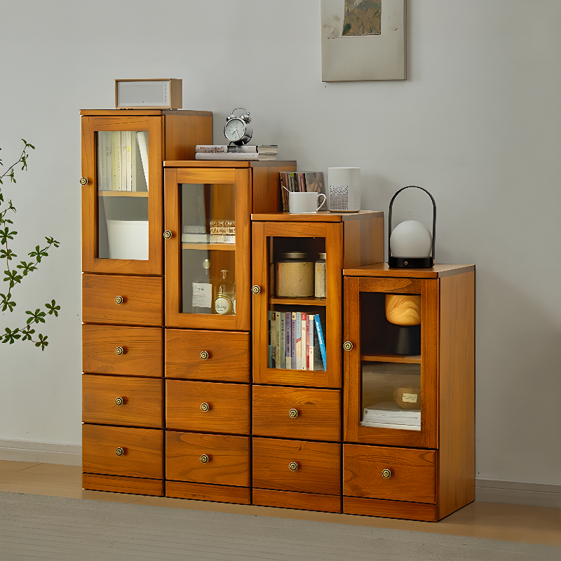Modish Timber Console Dresser with 3/4/5 Drawers, Hutch Cabinets, and 2 Interior Shelves in Vertical Orientation - image 4