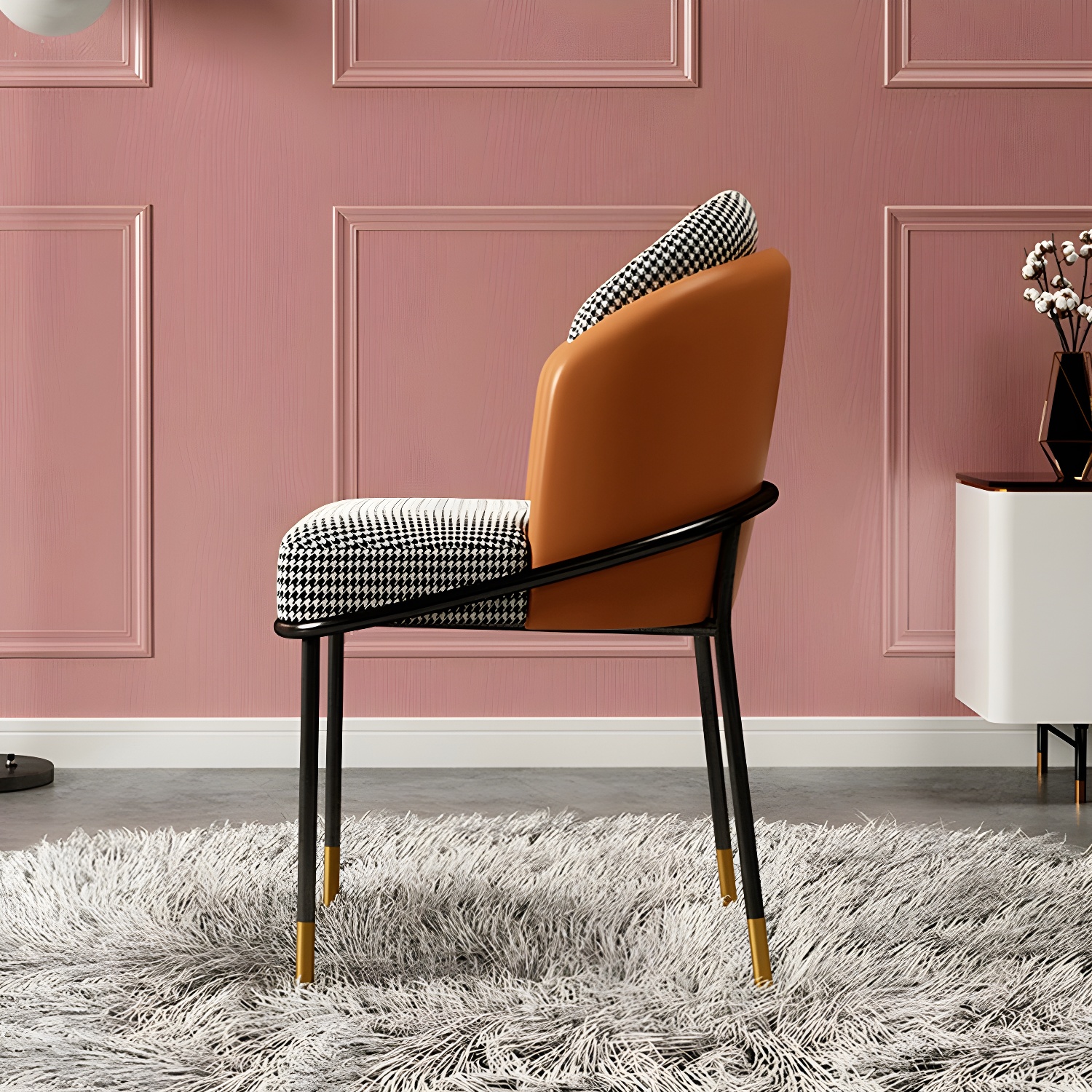Glam Low-Back Upholstered Chair with Sleek Black Metal Legs for Kitchen & Dining - image 21