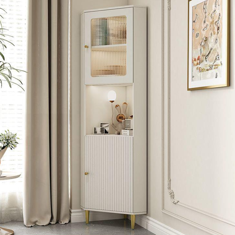 Grey/Beige Engineered Wood Utility Cabinet with Illuminating in a Modern Style - image 8