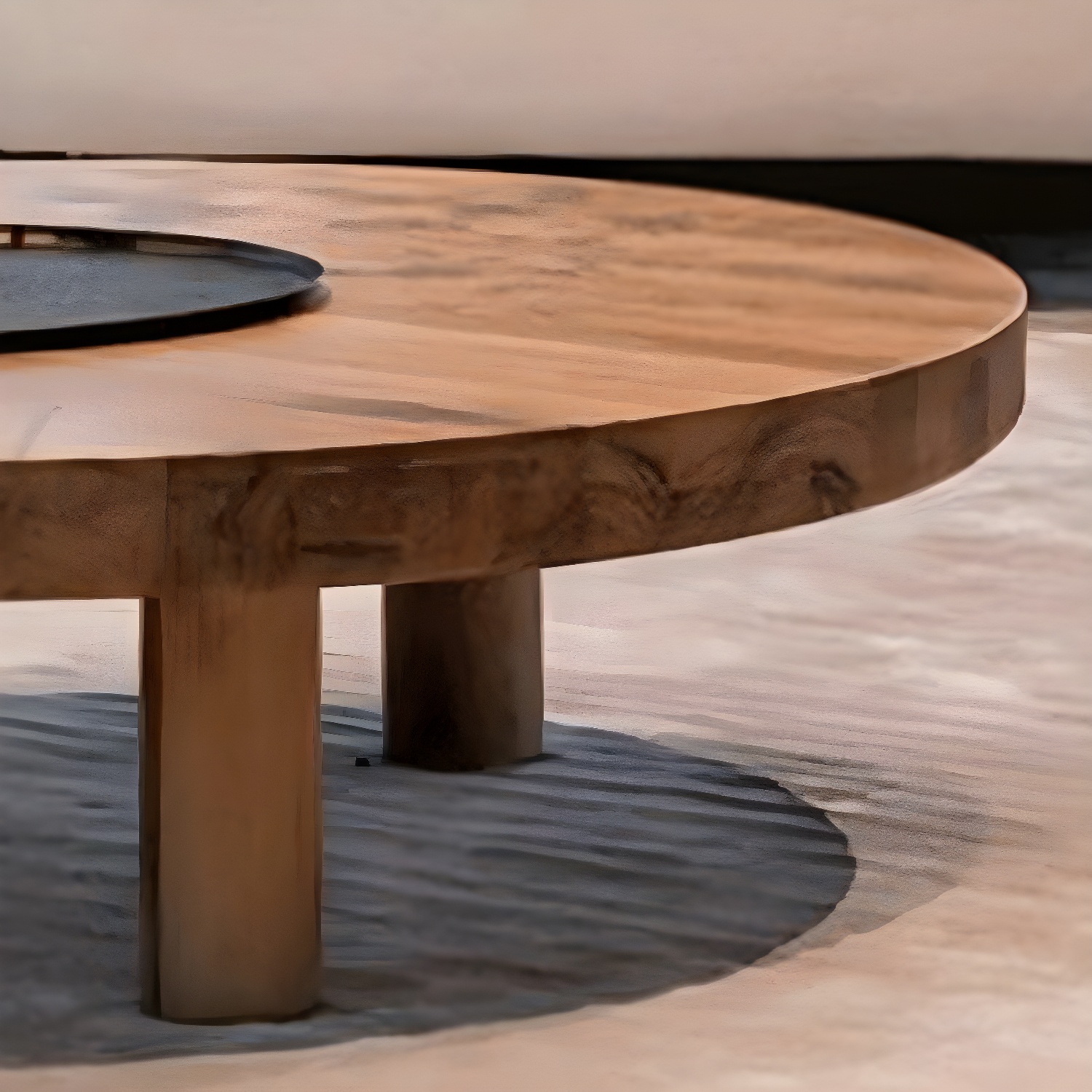 3 Legs 1 Single Coffee Table Solid Wood Brown Cocktail Table - image 7