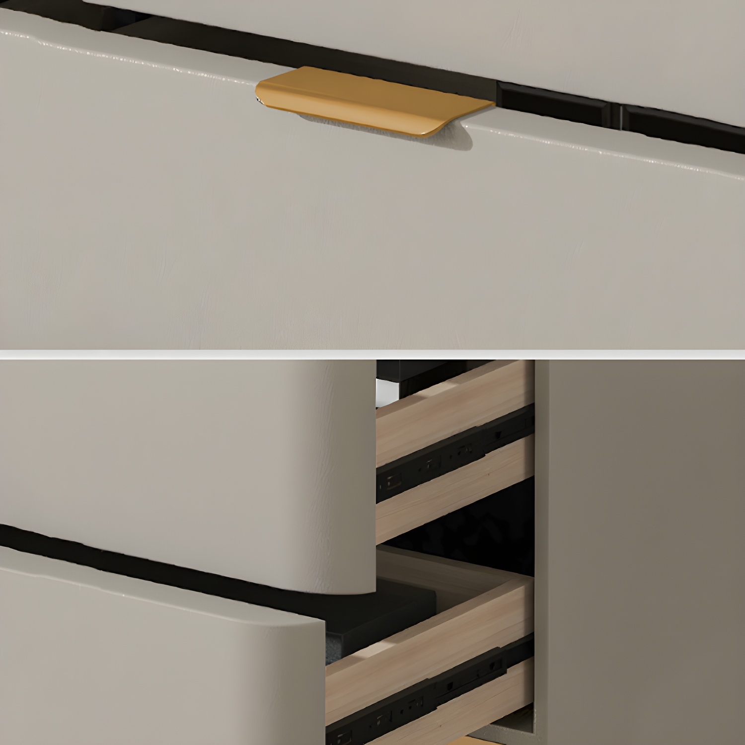 Modern Faux Leather Double Dresser with Solid Wood and Gold Accent Handles - image 13