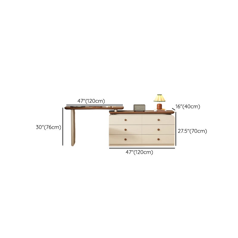 Cream Modish Large Vanity Set with Reclaimed Wood Table Top, 3/6 Drawers, and Light Up Mirror - image 10