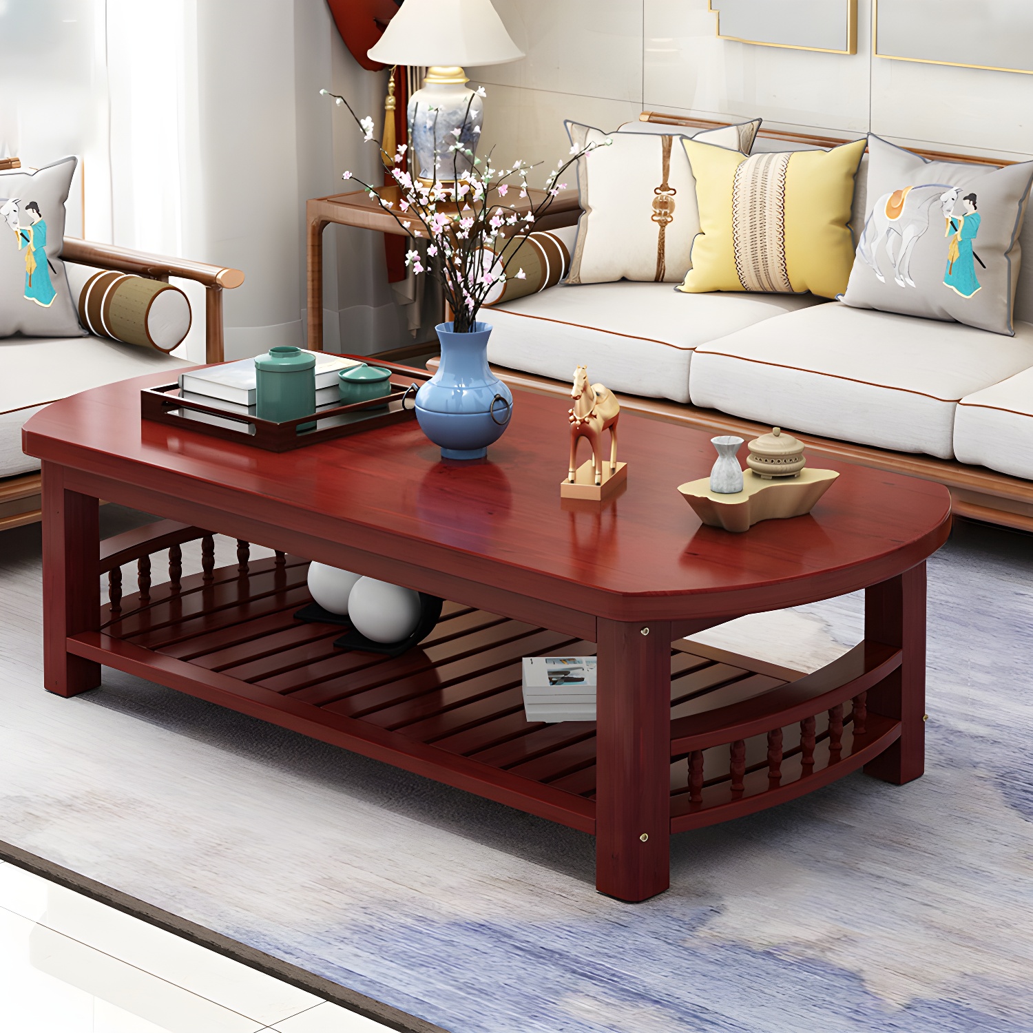 Contemporary Coffee Table Storage Solid Wood Coffee Cocktail Table - image 3