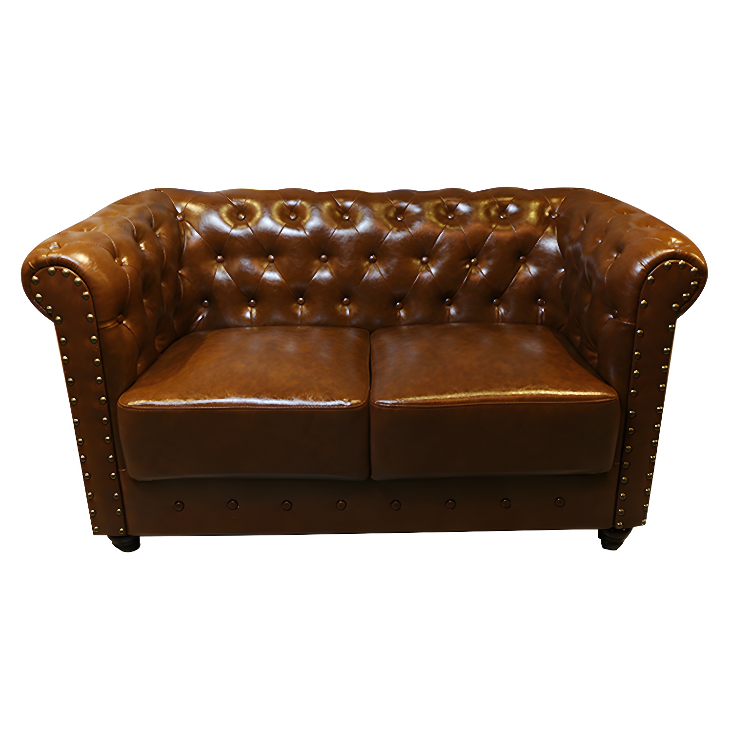 Vintage Leather Chesterfield Sofa 29.53"High Rolled Arm Sofa for Cafe - image 7