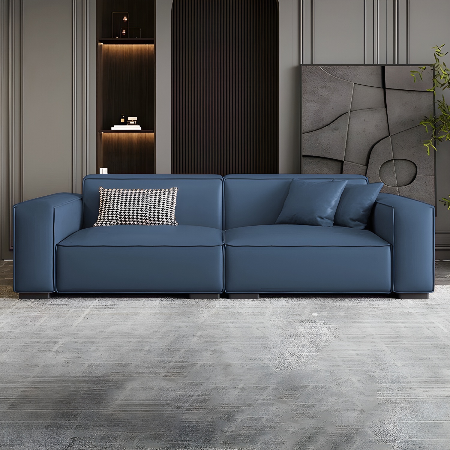 Extra Long Modern Wood Sofa with Stain Resistant Fabric and Seat for 5 People - image 3