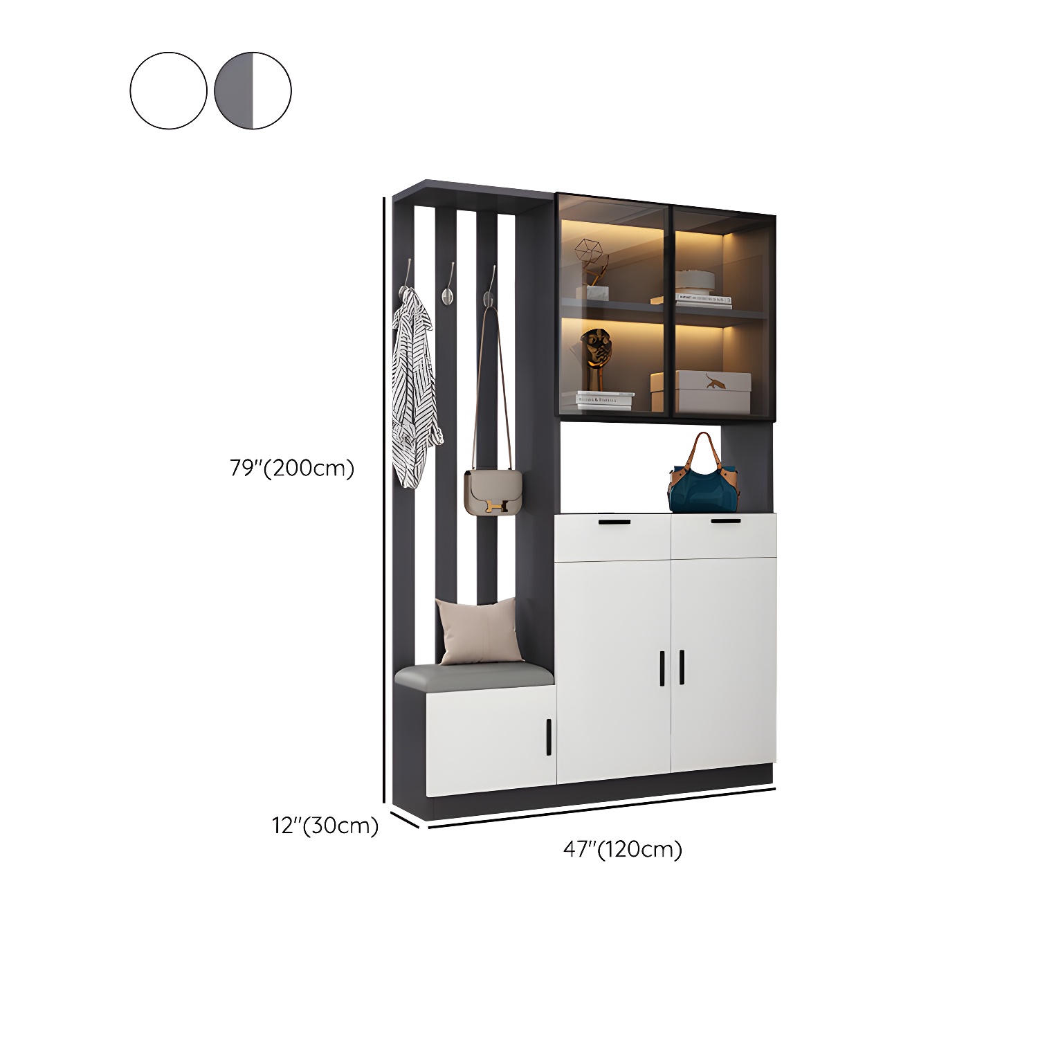 Contemporary Style Wooden 3-door Accent Cabinet with Drawer and Shelf - image 17