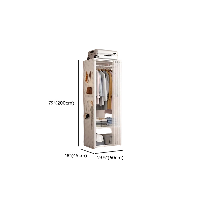 Chalk Modish Alloy Wardrobe Closet with Interior Shelves and Clothing Rod - image 9