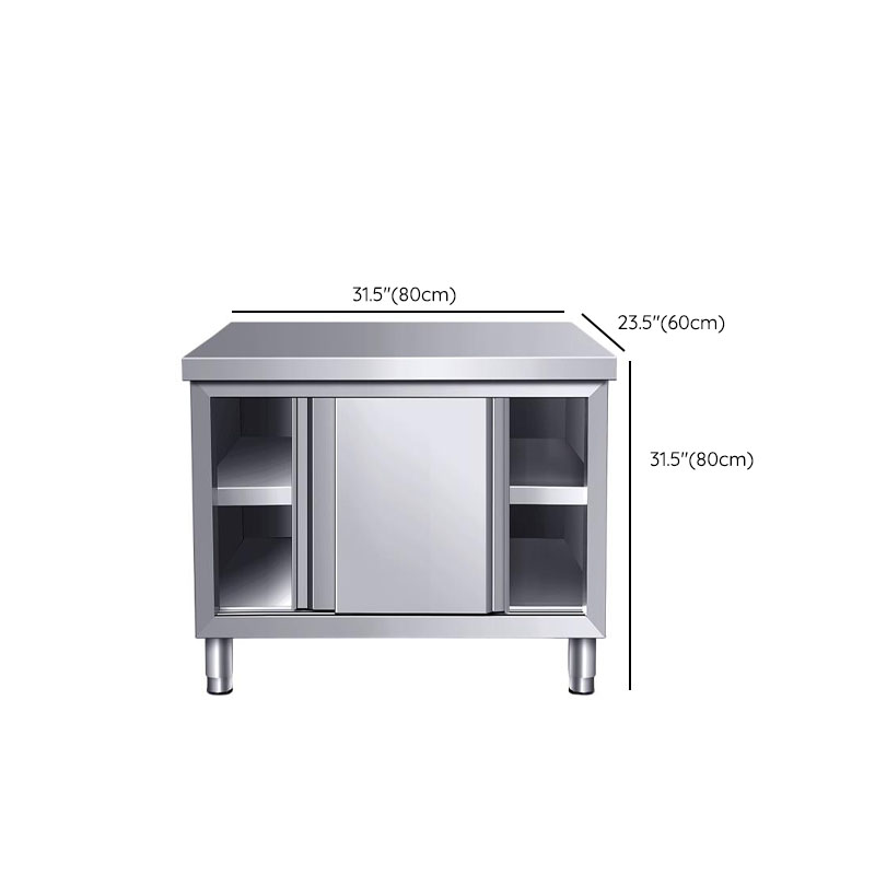 Silver Scullery Sink Cabinet with Reflecting Stainless Alloy Countertop, Self-supporting and Culinary Equipment Storage - image 19