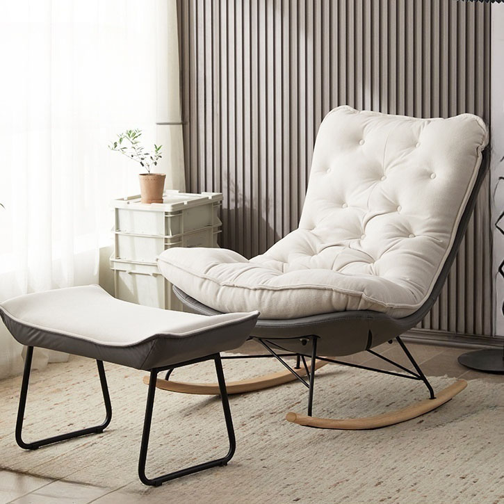 Modish Sand Ash Upholstered Rocking Accent Chair with Spindle Back and Stain Resistant - image 9