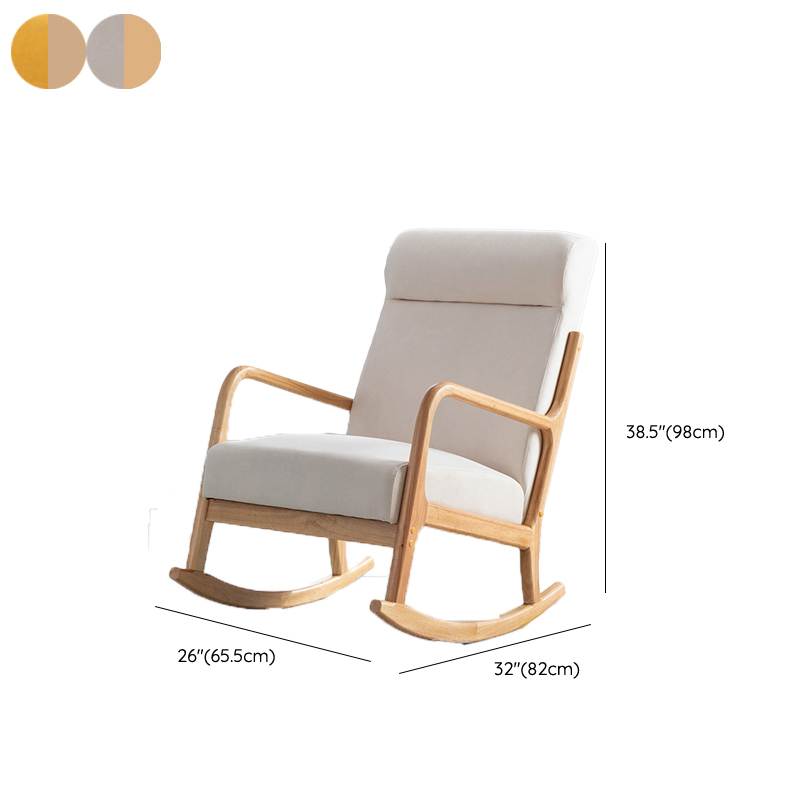 Modern Simple Style Wood Rocking Chair Couch with Cushioned Upholstery & Track Arm - image 14