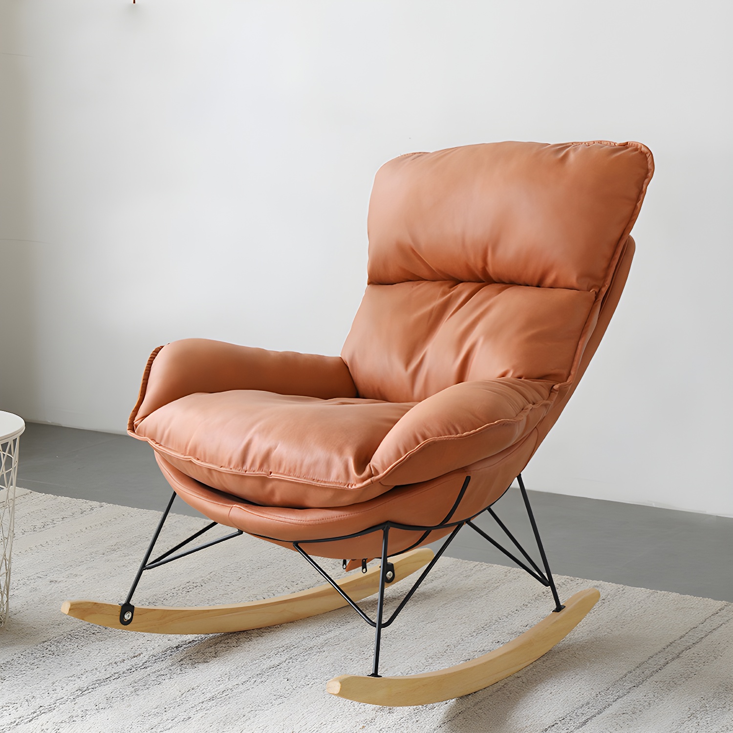 Contemporary Nursery Rocking Chair Indoor Sofa Rocking Chair with Ottoman and Cushion - image 15
