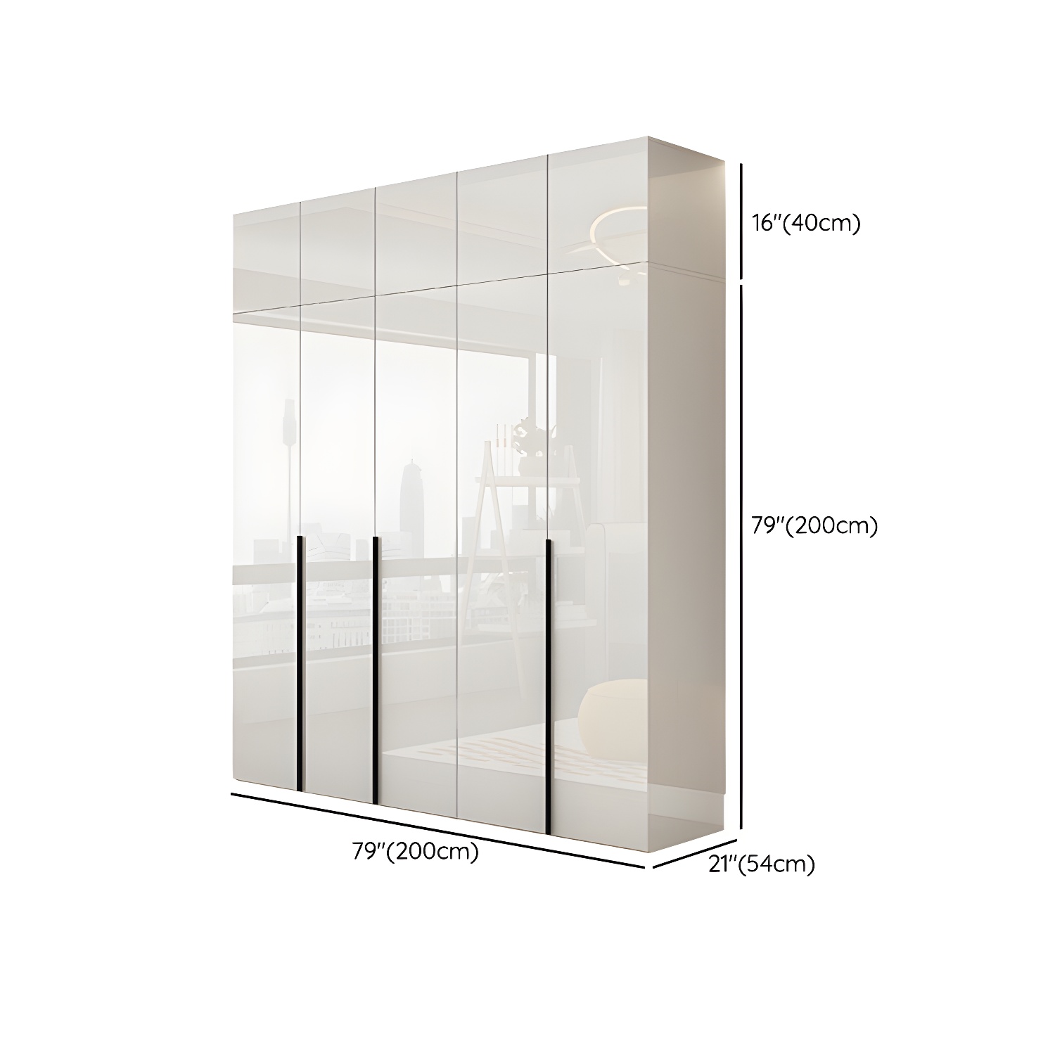 Modern White Wood Wardrobe Armoire - Drawers and Shelves Included - image 25