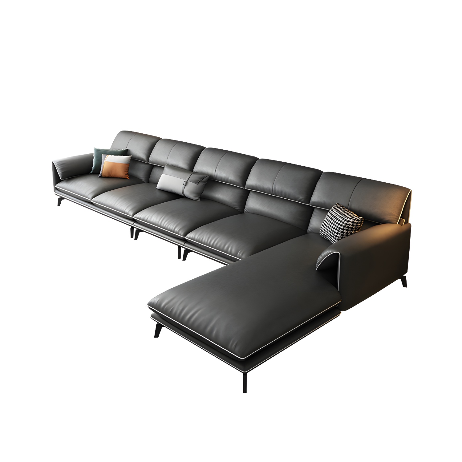 Modern Gray Stationary Sectional Sofa with Wood Frame and Pillow Top Arm - image 5