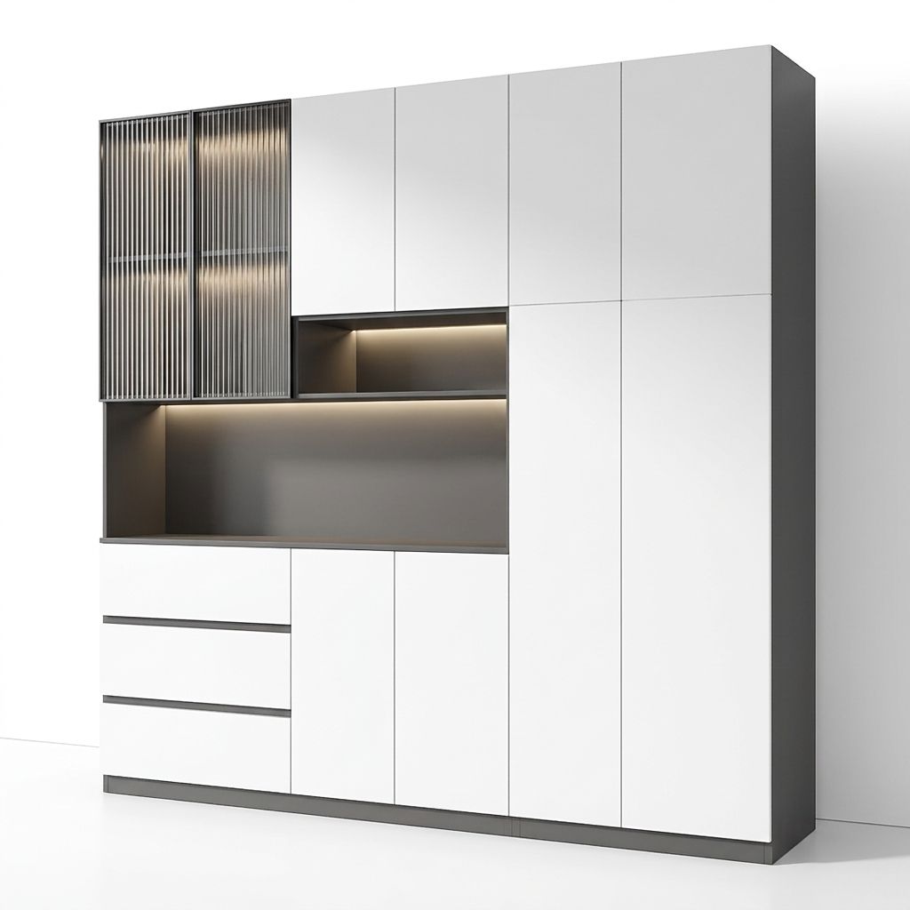 Trendy Sideboard with 3 Drawers, Cupboard, Wide/Standard/Narrow Sizes, 2/1 Shelves, Cabinets, and Glass-panel Door - image 11