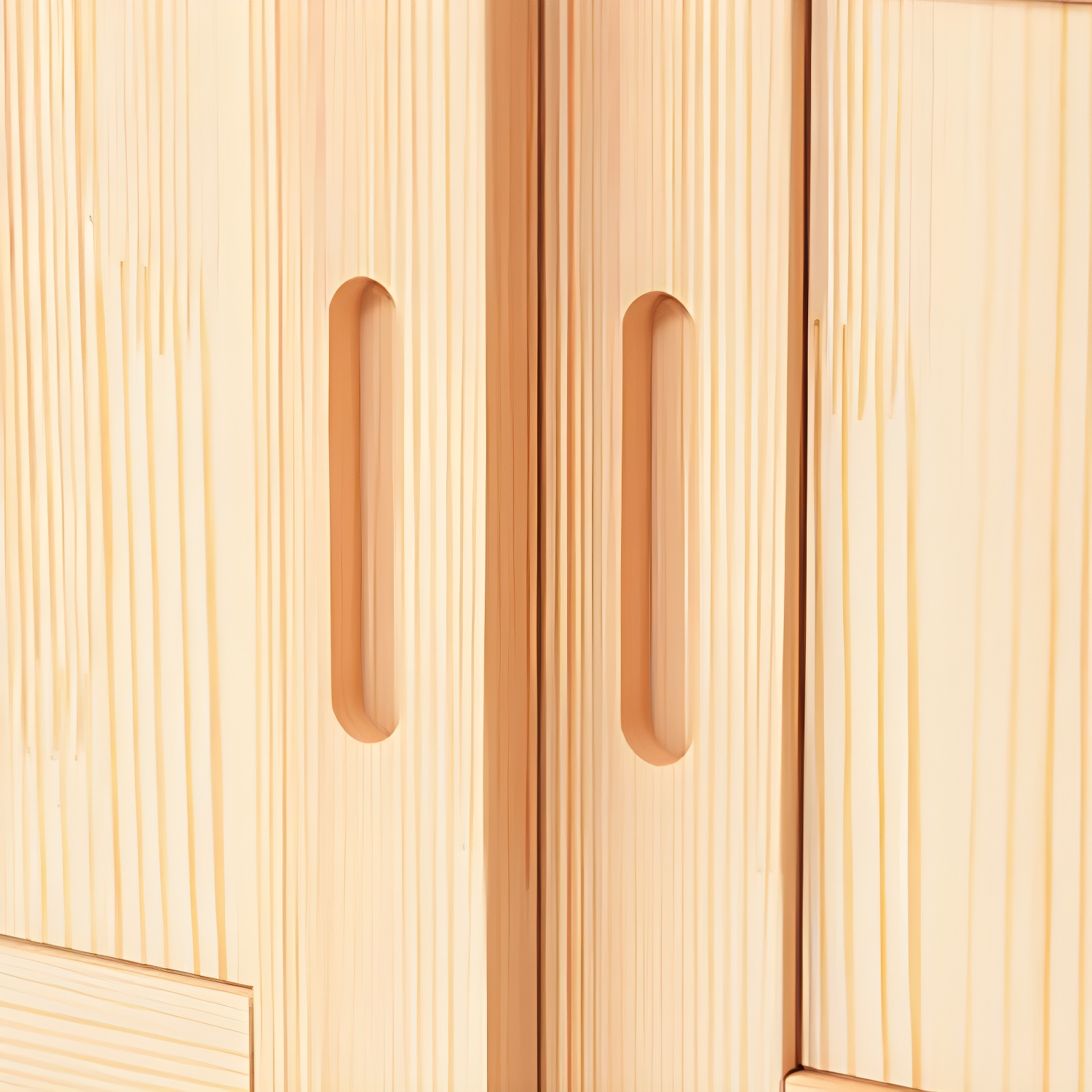 Natural Pine Solid Wood Wardrobe Freestanding Wardrobe with Sliding Doors - image 7