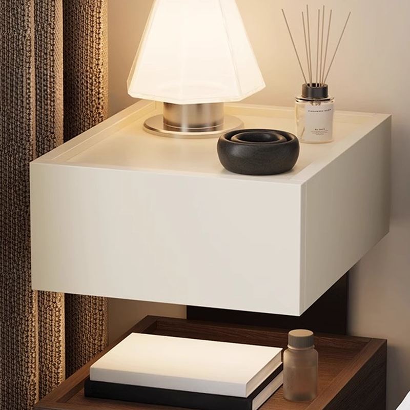 Organic Modern 2 Tiers Nightstand With Drawer Organization, 2 Shelves, Real Wood Countertop, and Illuminating Feature - image 10