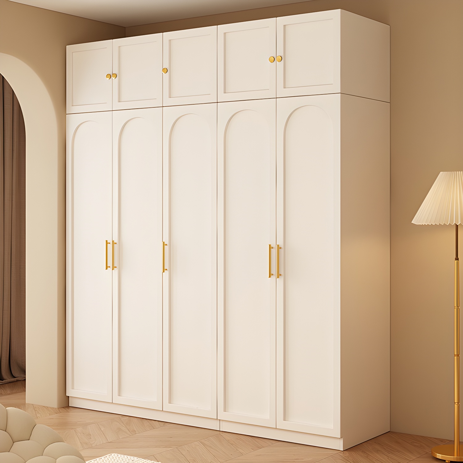 Modern White Wardrobe Armoire with Clothing Rod and Reserve Installation Holes - image 4