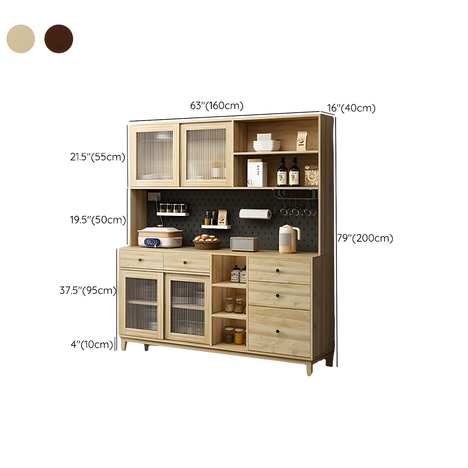 Contemporary Wood Buffet with Glass Doors and 3 Storage Drawers - image 21