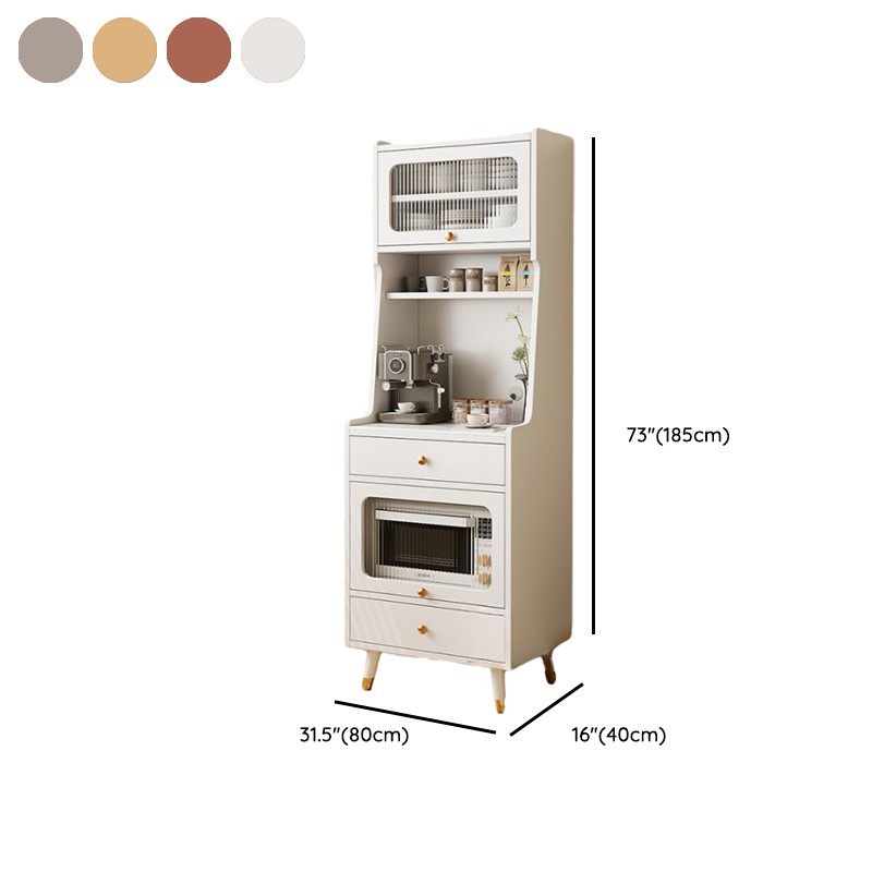 Simple Narrow Microwave Shelf Cabinet with 2 Drawers, Sintered Stone Countertop, Glazed Door, and Adjustable Shelving - image 18