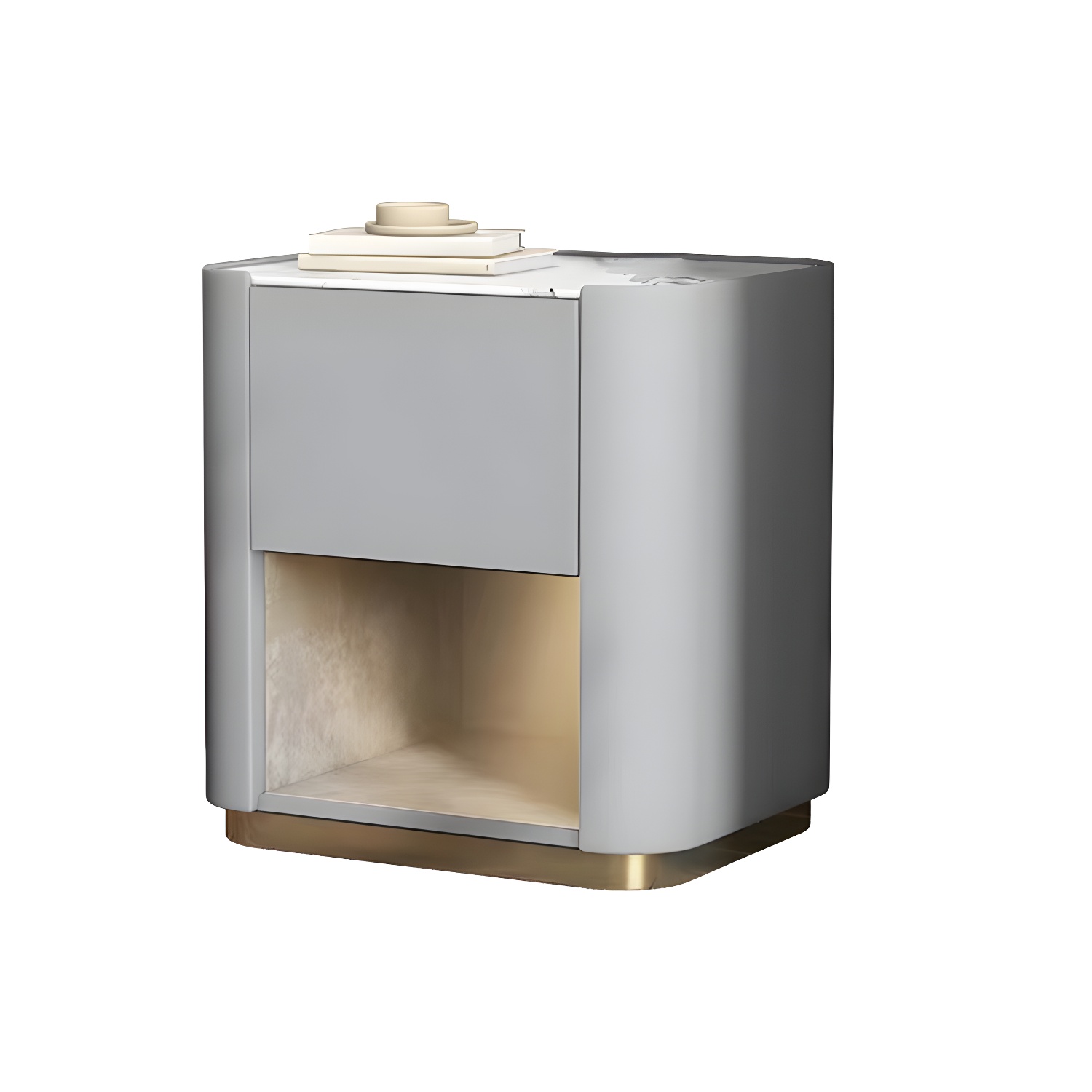 Contemporary Stone Top 1-Drawer, 1 Shelf Nightstand 21.65" Tall Nightstand - image 8