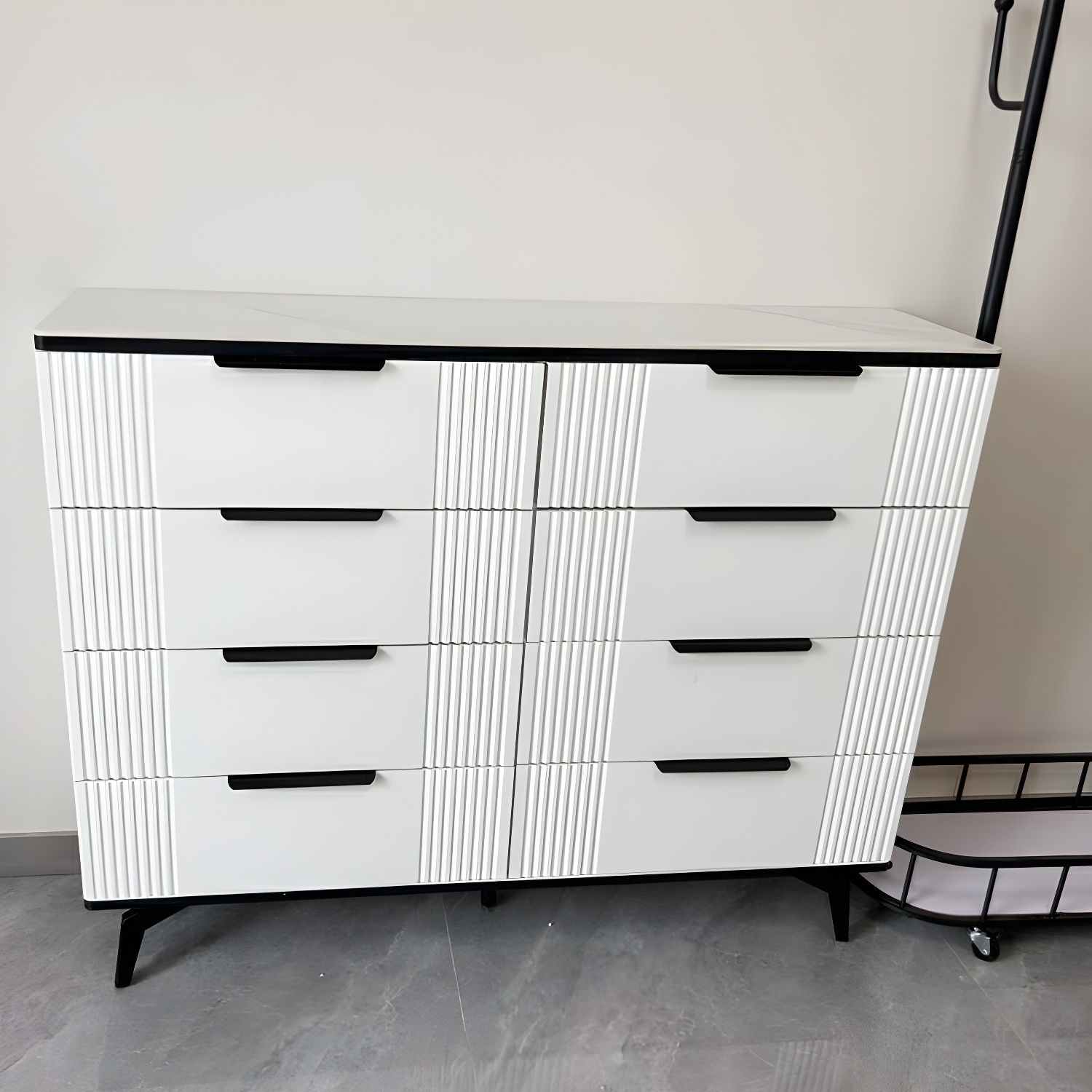 Drawers Included Modern Chest with Stone Countertop and Metal Legs - image 6
