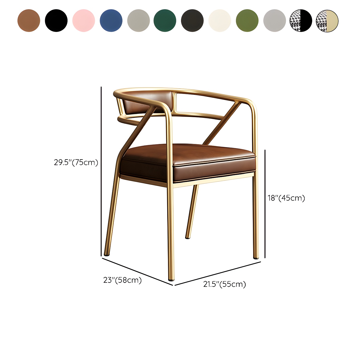 Glam Upholstered Arm Chair with Brass/Gold Legs for Kitchen & Dining - image 19