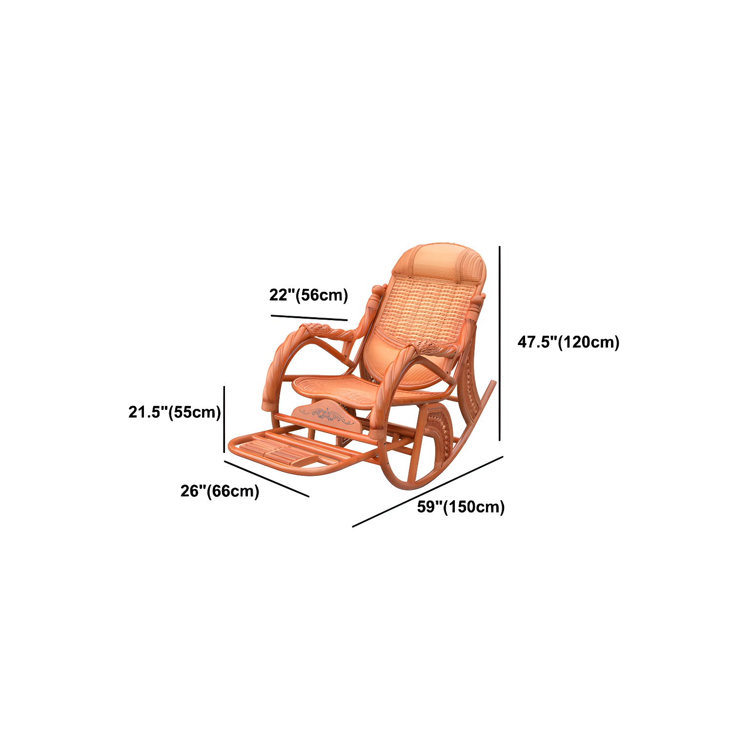 Mid Century Modern Recliner Chair Rattan/Wicker Recliner Chair for Living Room - image 27