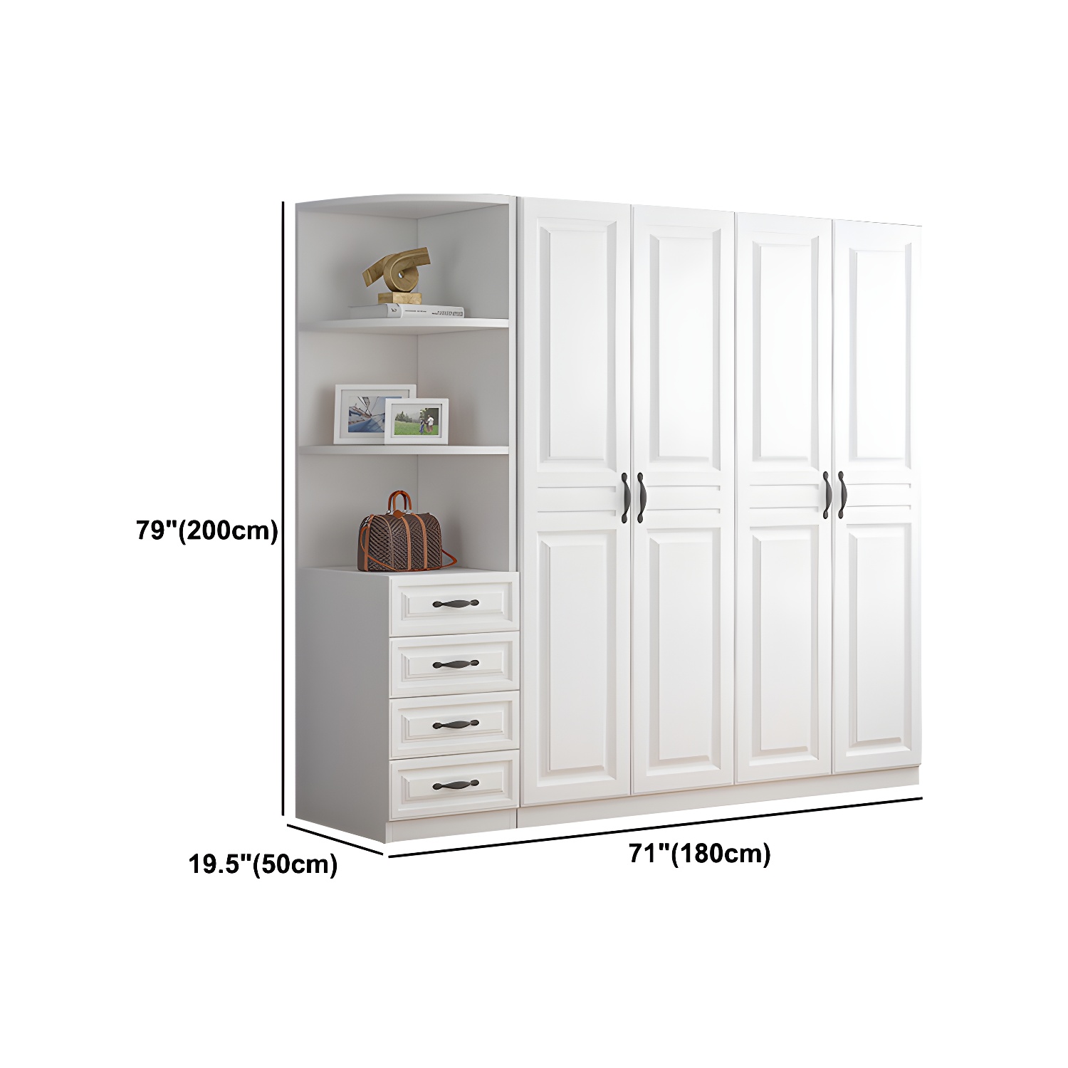 White Colour Wardrobe French Country Wooden Wardrobe Closet for Bedroom - image 27